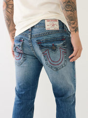 True Religion Mens Big T Ricky Straight Fit Blue Mid Rise Jeans