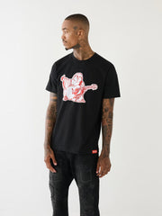 True Religion Men Black Printed Round Neck Short Sleeves Tshirt