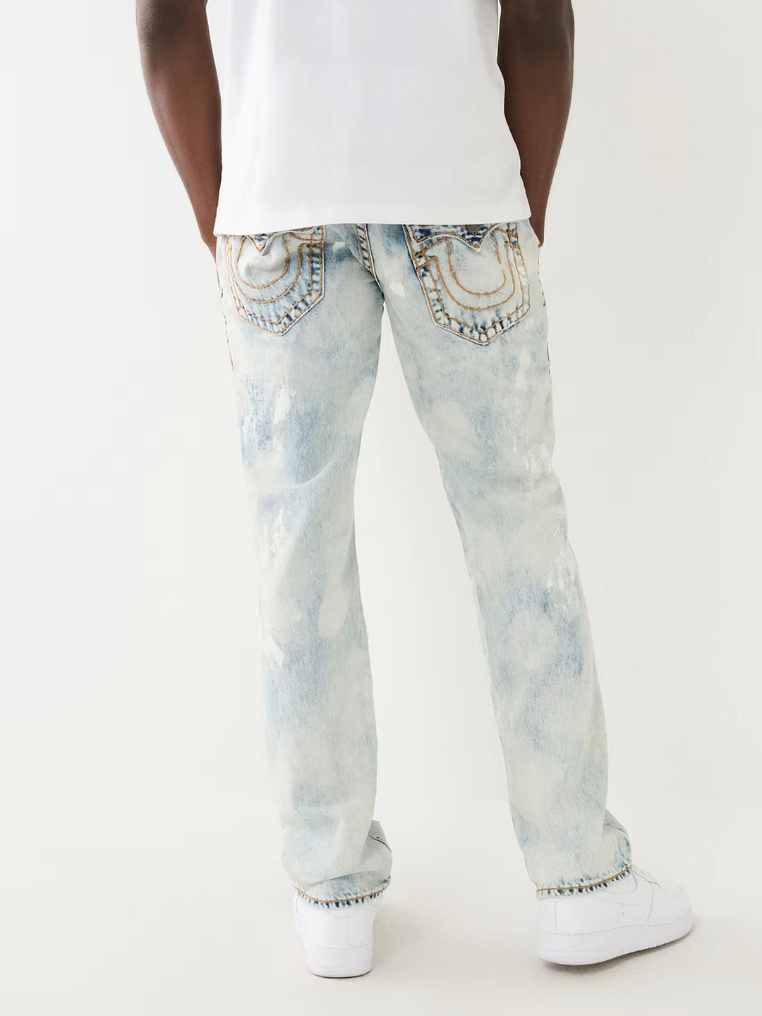 True Religion Super T Ricky Straight Fit Blue Mid-Rise Solid Jeans