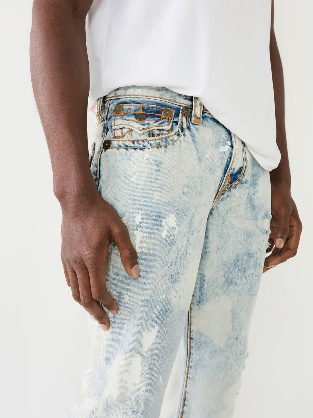 True Religion Super T Ricky Straight Fit Blue Mid-Rise Solid Jeans