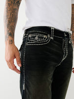 True Religion Super T Ricky Straight Fit Black Mid-Rise Solid Jeans