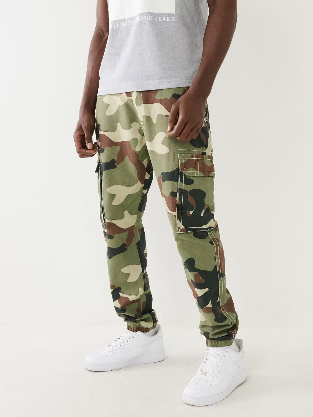 True Religion Men Multi Printed Regular Fit Mid-Rise Trouser