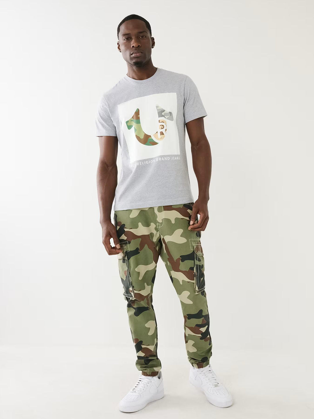 True Religion Men Multi Printed Regular Fit Mid-Rise Trouser