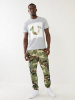 True Religion Men Multi Printed Regular Fit Mid-Rise Trouser