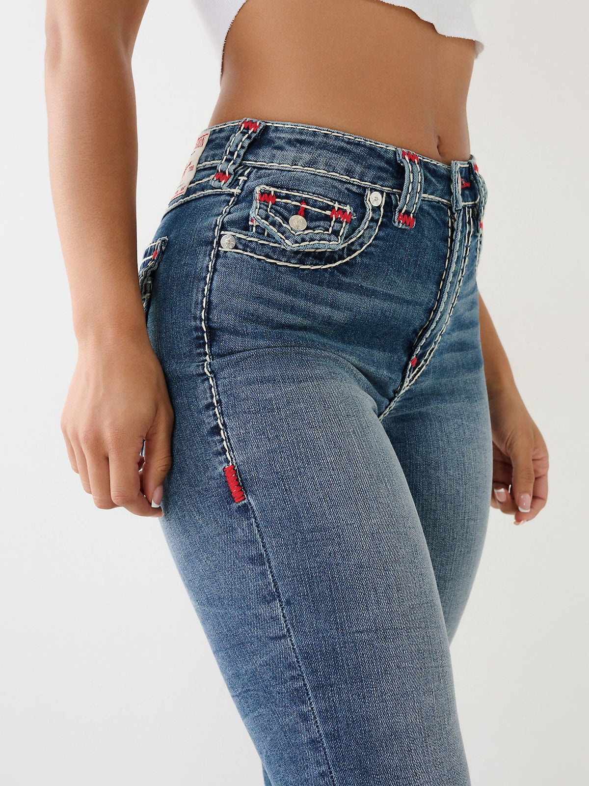 True Religion Women Super T Skinny Fit Faded Jeans