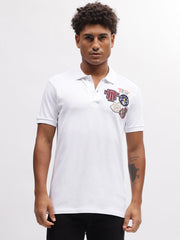 True Religion Men White Solid Polo Collar Short Sleeves Tshirt