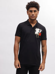 True Religion Men Black Solid Polo Collar Short Sleeves Tshirt