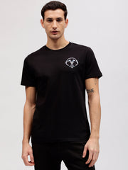 True Religion Men Black Printed Round Neck Short Sleeves Tshirt