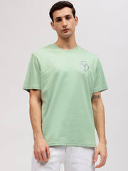 True Religion Men Green Printed Round Neck Short Sleeves Tshirt
