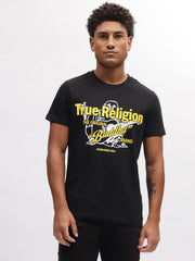 True Religion Men Black Printed Round Neck Short Sleeves Tshirt