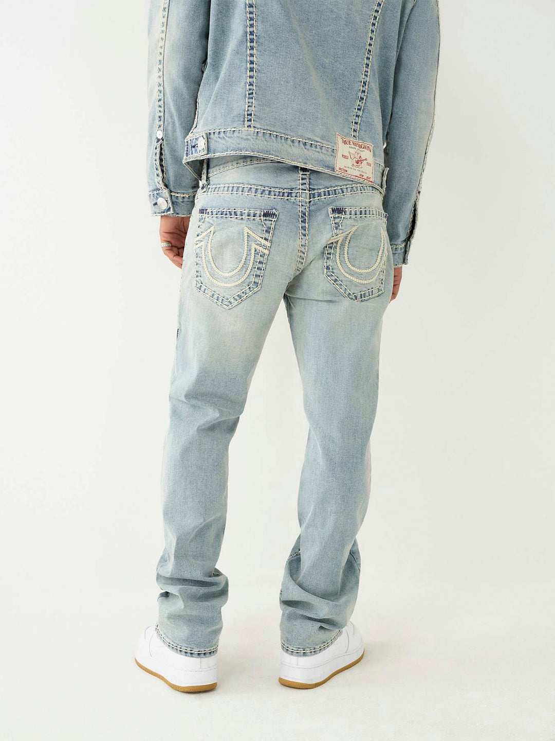 Men rope stitch ricky straight fit light wash jeans