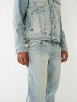 True Religion Men ROPE STITCH Ricky Straight Fit Light Wash Jeans