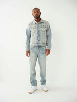 True Religion Men ROPE STITCH Ricky Straight Fit Light Wash Jeans