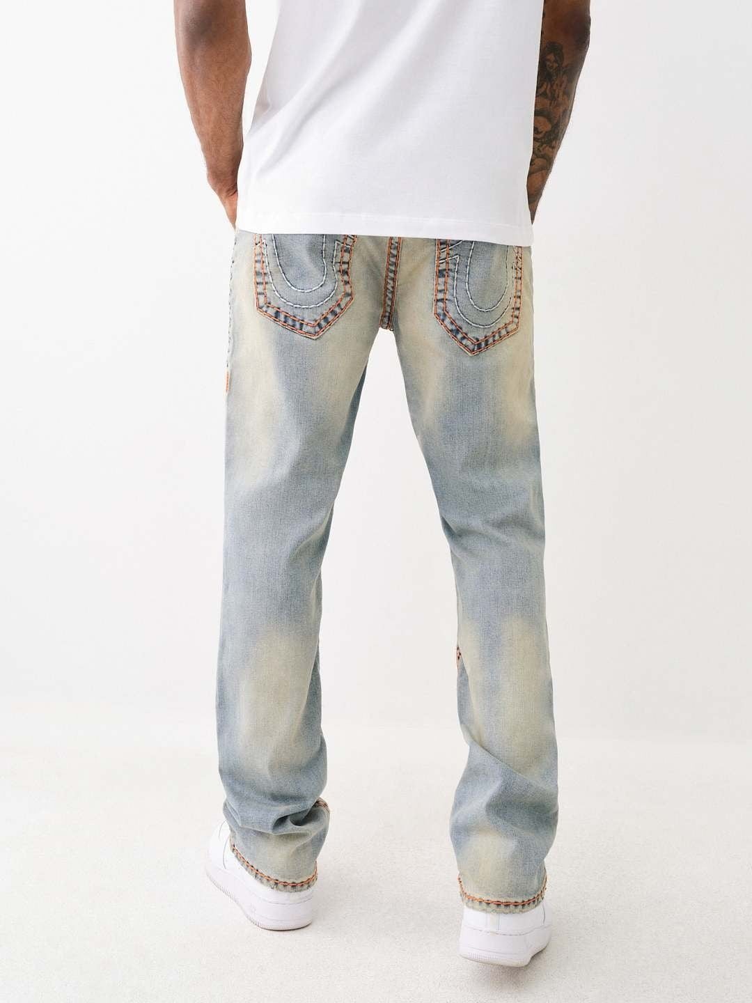 True Religion Men Super T Ricky Straight Fit Medium Wash Jeans