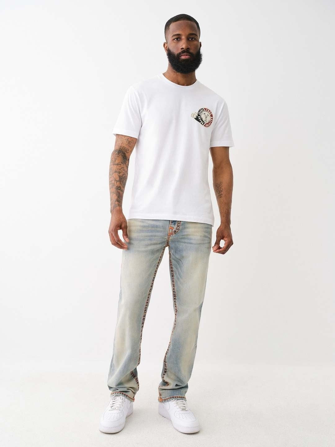 True Religion Men Super T Ricky Straight Fit Medium Wash Jeans