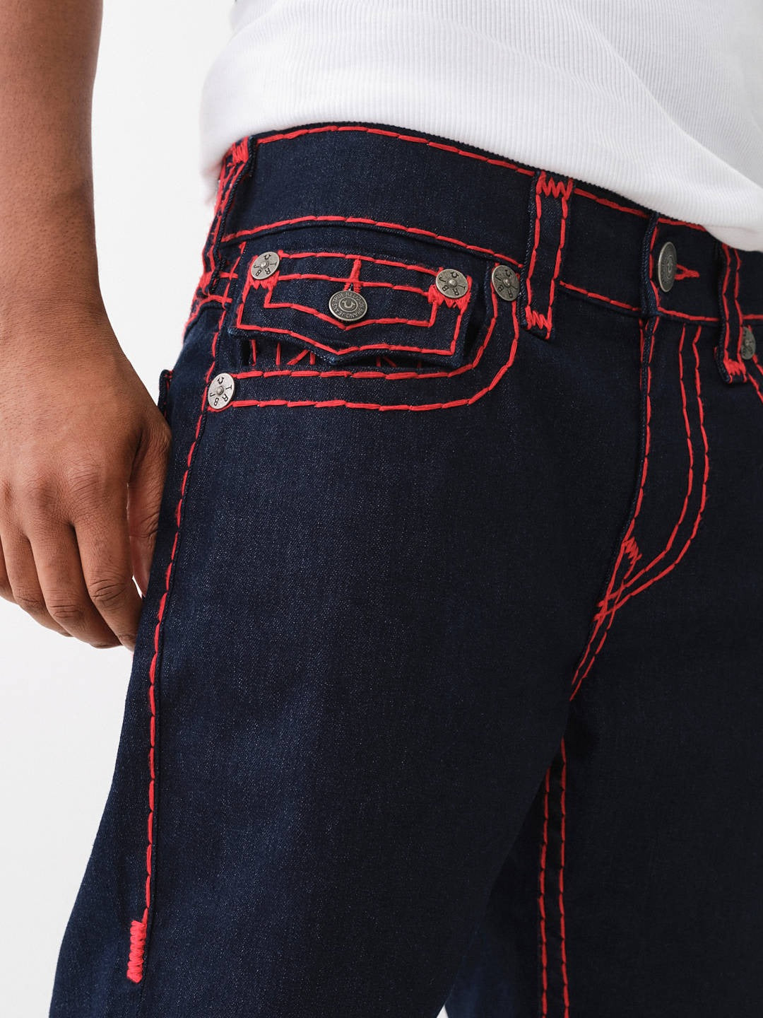 True Religion Men Super T Ricky Straight Fit Dark Wash Jeans