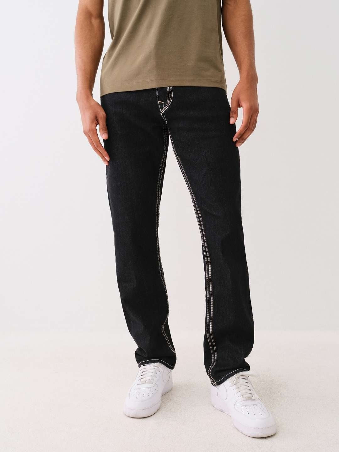 True Religion Big QT Ricky Straight Fit Black Mid-Rise Solid Jeans