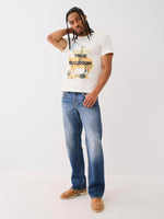True Religion Men Cream Printed Round Neck Short Sleeves Tshirt