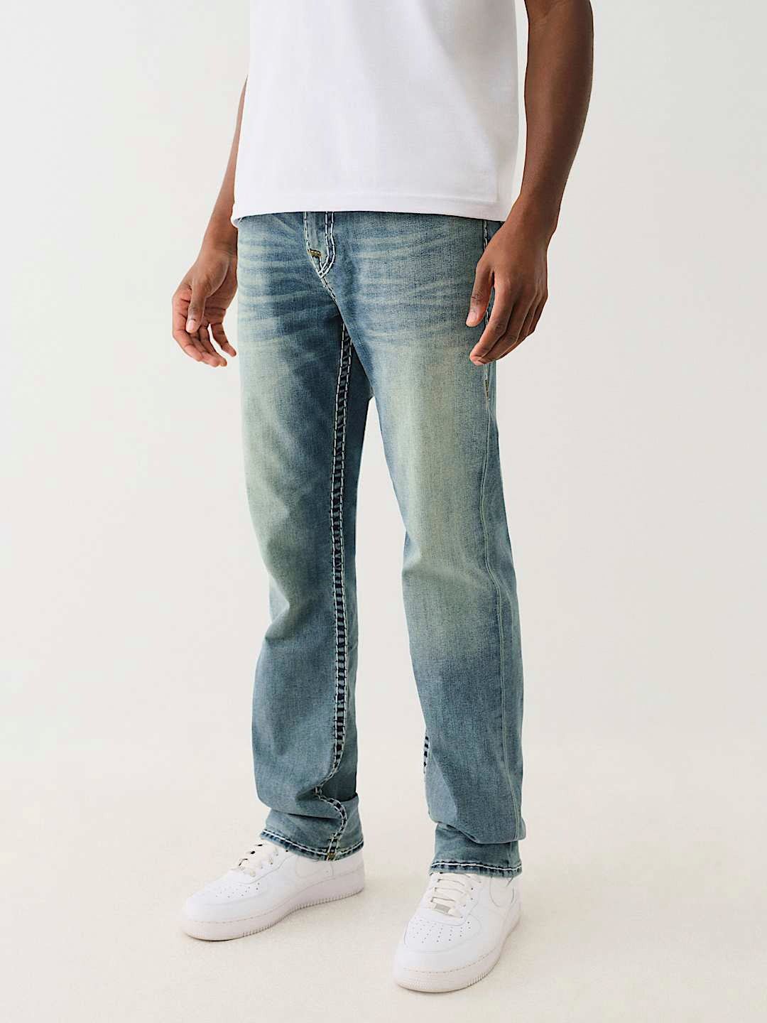 True Religion Men Super T Ricky Straight Fit Medium Wash Jeans