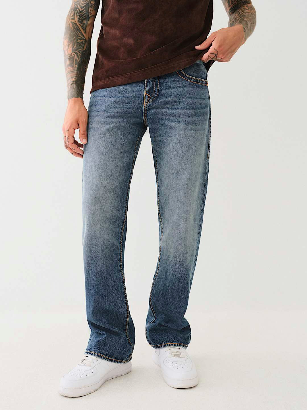 True Religion Men Big T Billy Bootcut Fit Medium Wash Jeans