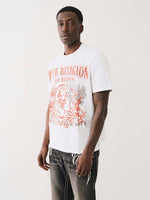 True Religion Men White Printed Round Neck Short Sleeves Tshirt