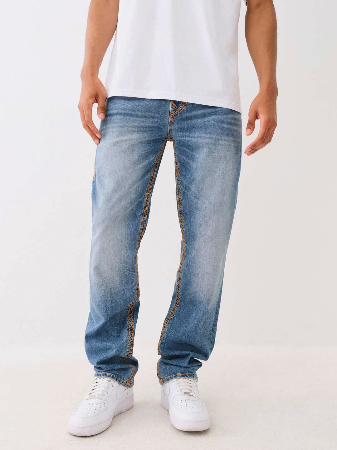 Men super qt ricky straight fit medium wash jeans