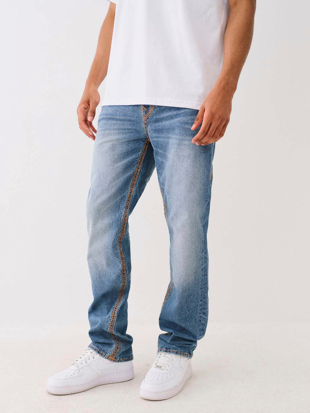 Men super qt ricky straight fit medium wash jeans