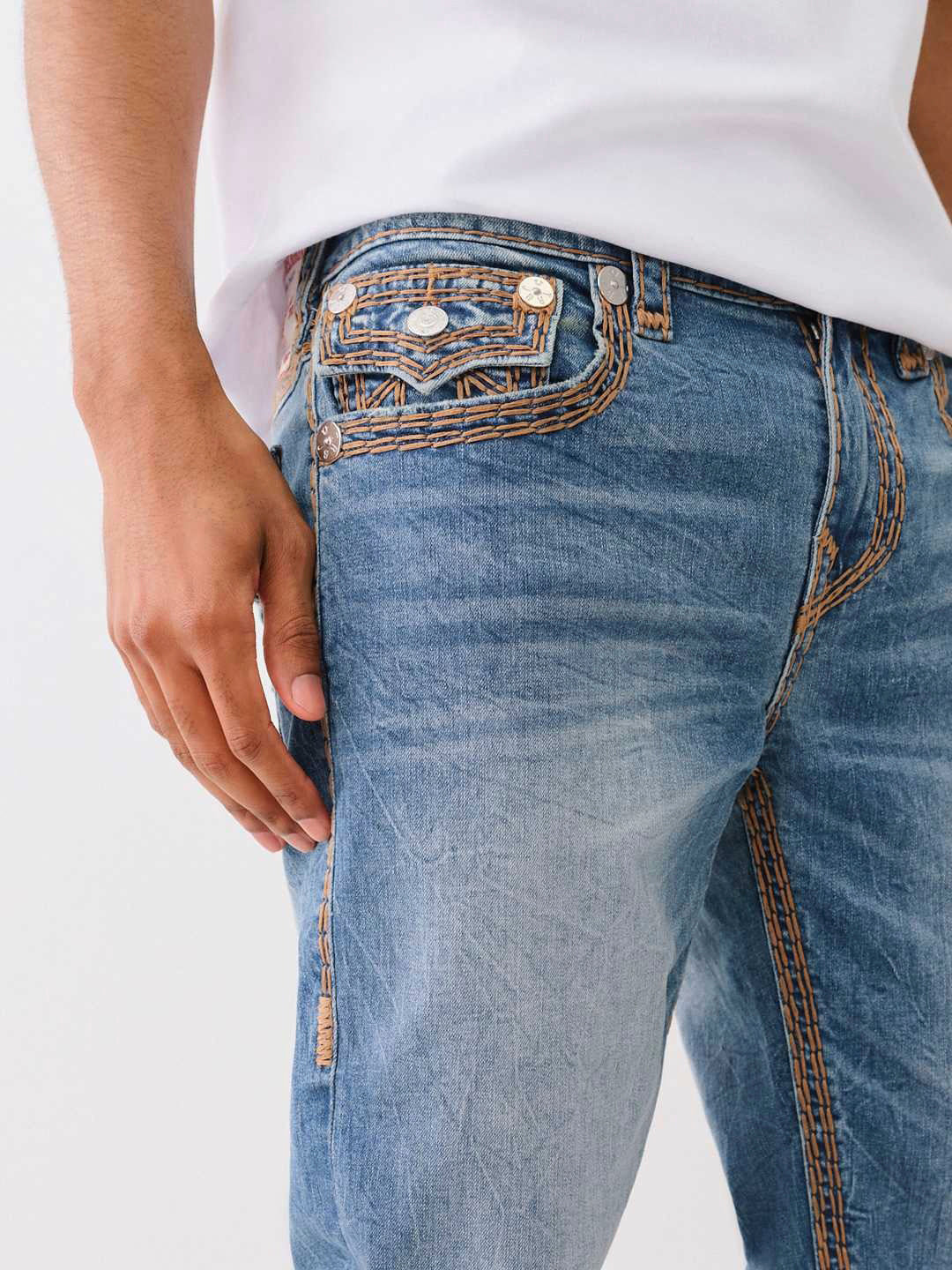Men super qt ricky straight fit medium wash jeans