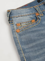 True Religion Super T Rocco Slim Fit Blue Mid-Rise Washed Jeans