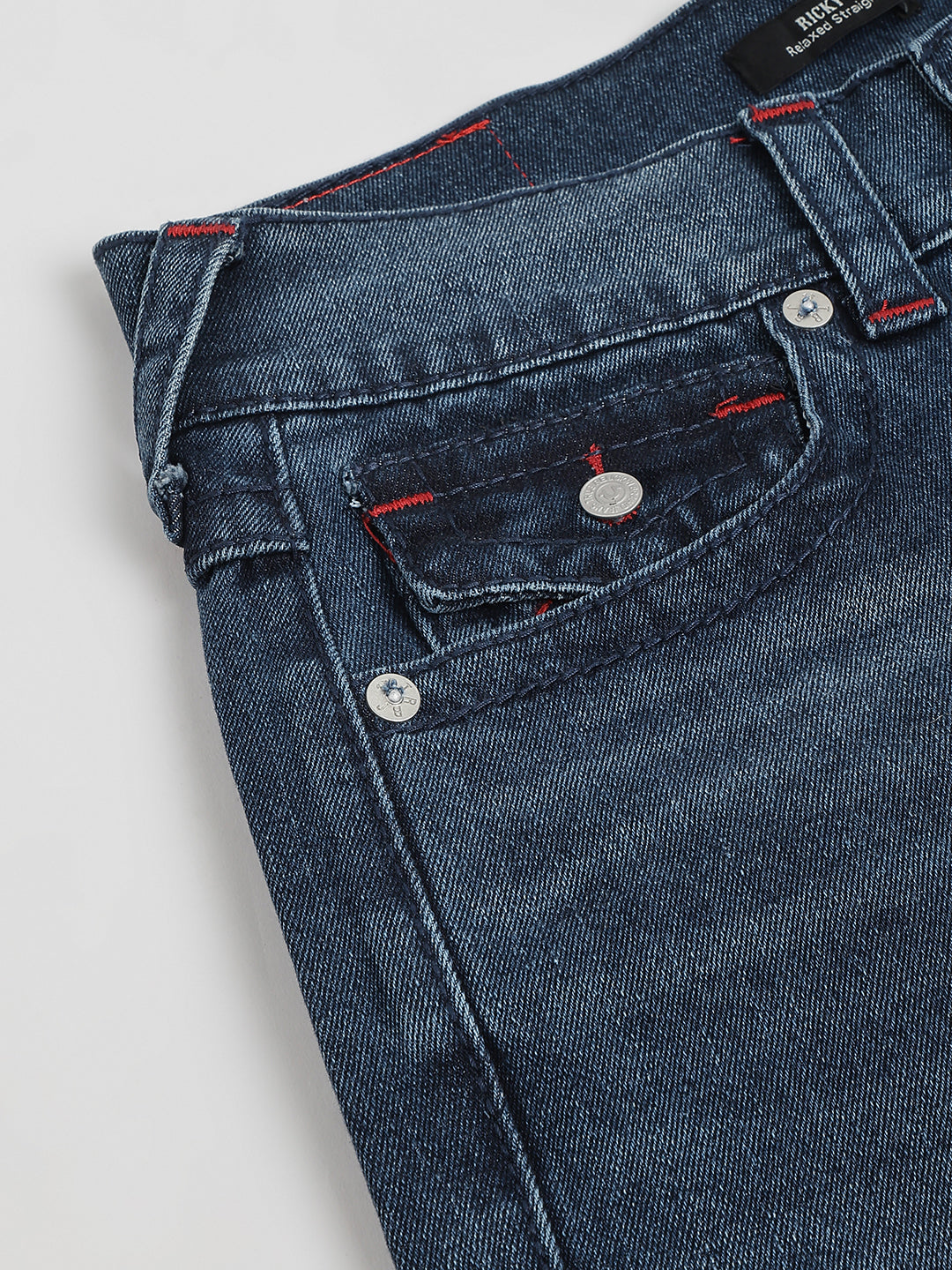 True Religion Big T Ricky Straight Fit Blue Mid-Rise Washed Jeans