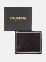 True Religion Men Brown Textured Bi-Fold Wallet