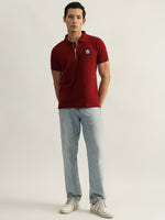True Religion Men Red Solid Polo Collar Short Sleeves Tshirt