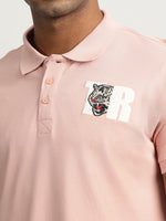 True Religion Men Pink Solid Collared Short Sleeves Polo Tshirt