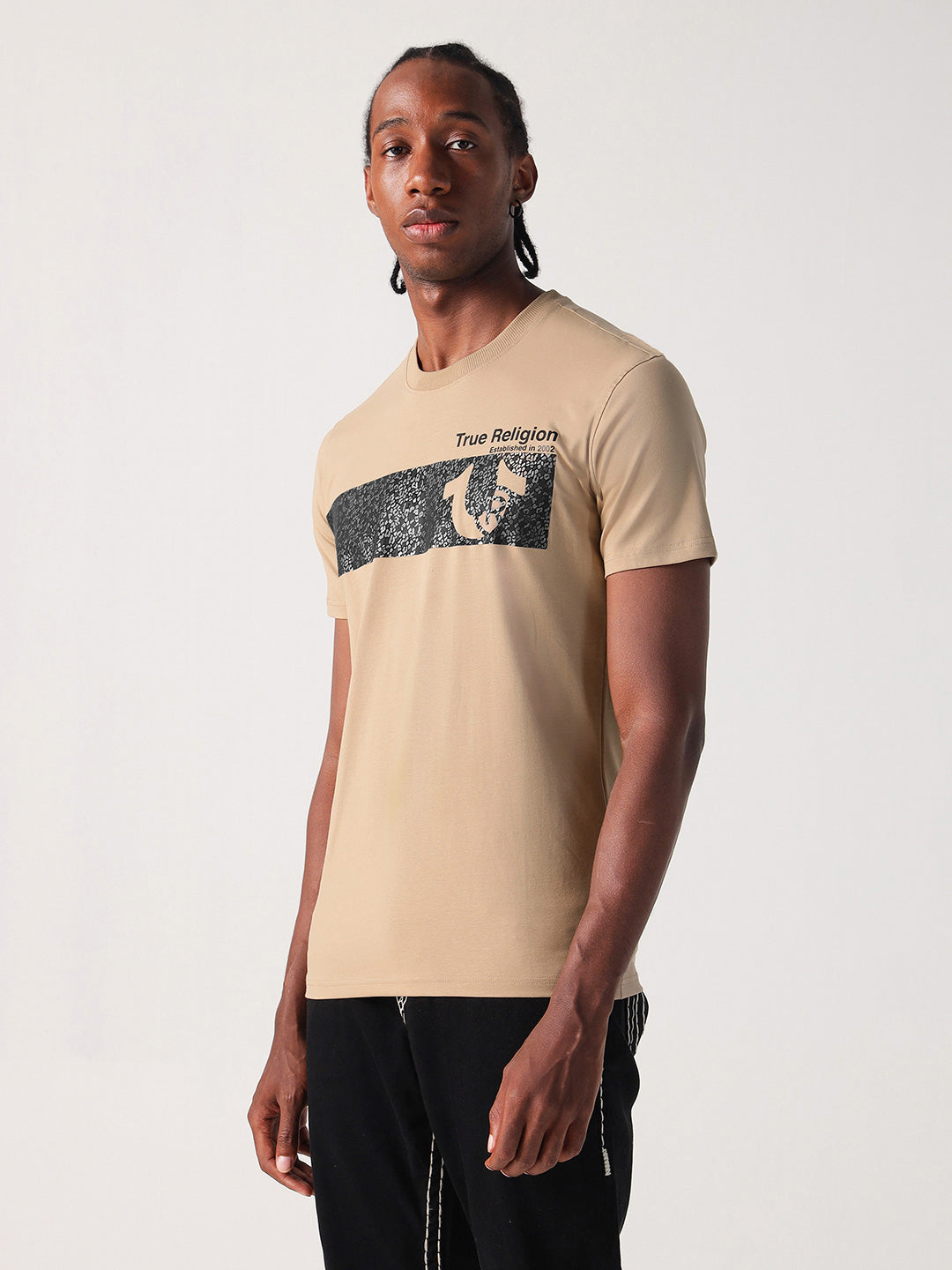 True Religion Men Printed Round Neck Short Sleeves Tshirt