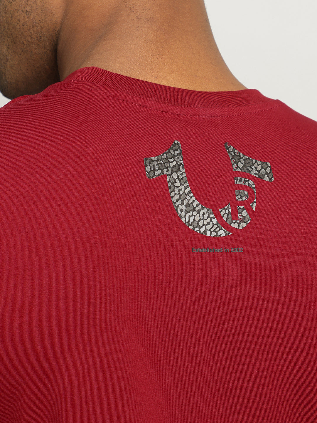 True Religion Men Red Printed Round Neck Short Sleeves Tshirt