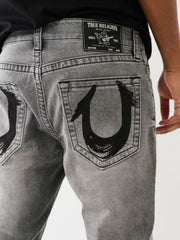 True Religion Men Grey Slim Fit Washed Jeans