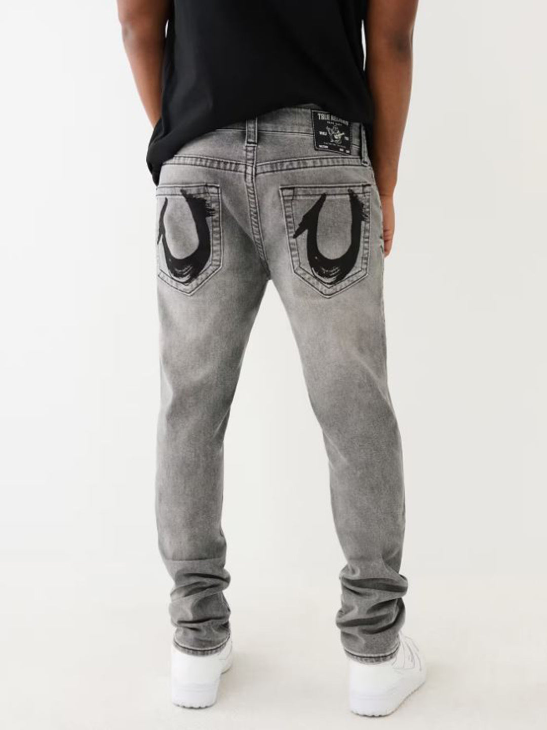 True Religion Men Grey Slim Fit Washed Jeans