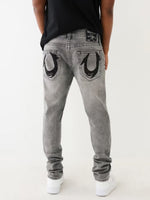 True Religion Men Grey Slim Fit Washed Jeans