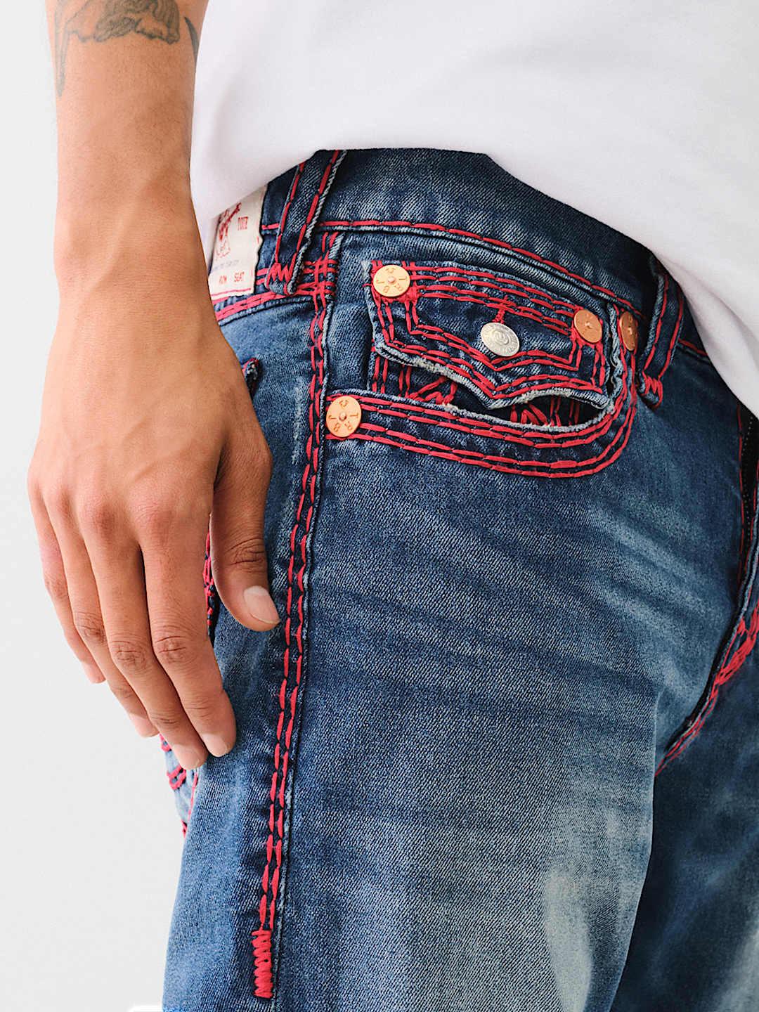 True Religion Men SUPER QT Ricky Straight Fit Dark Wash Jeans