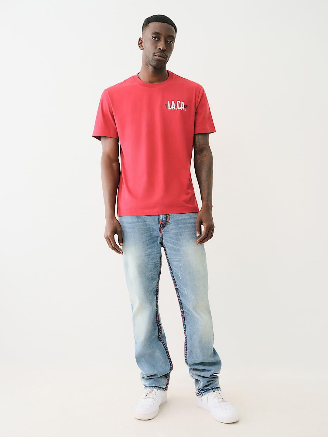 True Religion Men SUPER T Ricky Straight Fit Light Wash Jeans