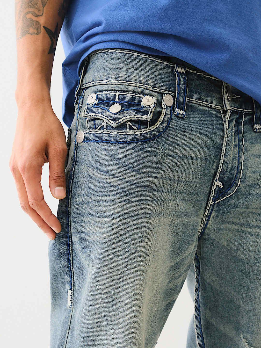 True Religion Men SUPER T Ricky Straight Fit Medium Wash Jeans