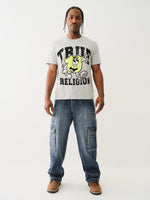 True Religion Men Blue Oversize Fit Washed Trouser