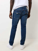 True Religion Men Blue Washed Slim Fit Jeans