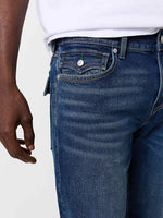 True Religion Men Blue Washed Slim Fit Jeans
