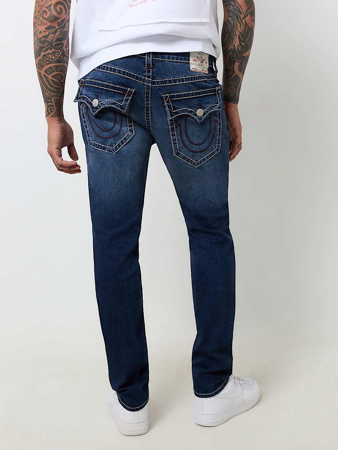 True Religion Men BIG T Rocco Slim Fit Dark Wash Jeans
