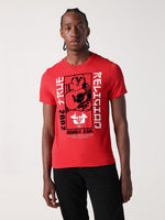 True Religion Men Red Placement Print Round Neck Tshirt