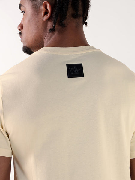 True Religion Men Cream Printed Round Neck Regular Fit T Shirt