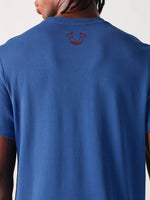 True Religion Men Blue Placement Print Round Neck Tshirt