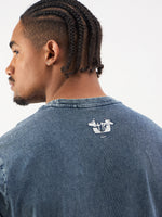 TRUE RELIGION Men Blue Printed Regular Fit Denim T Shirt