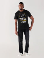 True Religion Men Black Printed Round Neck Regular Fit T Shirt